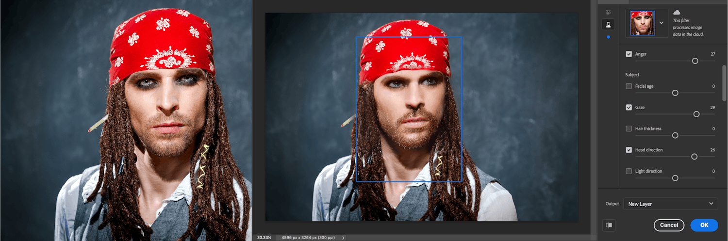 photoshop neural filters head and gaze slider Adobe Photoshop 2021